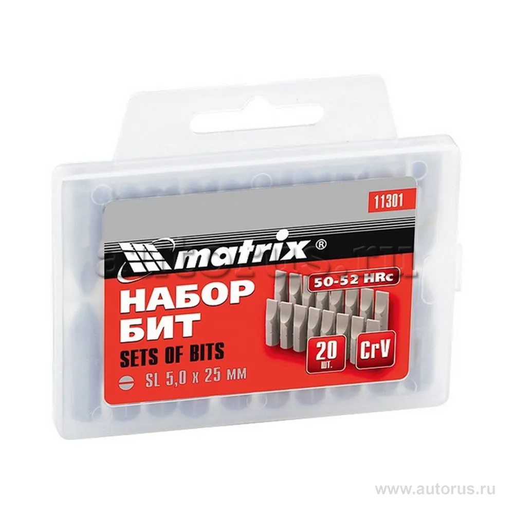 Набор бит Ph1x25 мм, сталь 45 x, 20 шт. в пласт. боксе MATRIX 11350