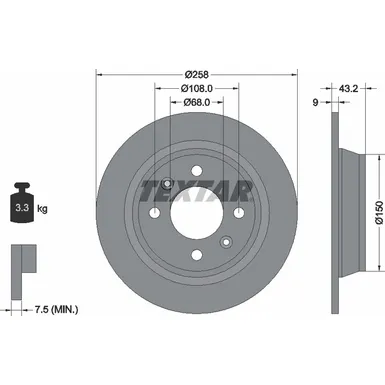 Диск тормозной задний стандартный SAAB TEXTAR 92048500