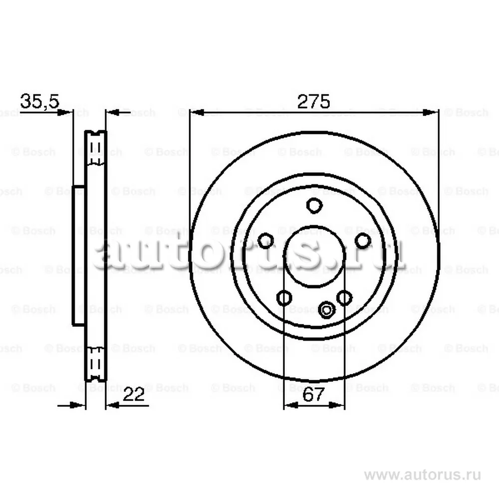 Диск тормозной MERCEDES-BENZ A-CLASS 97-04 BOSCH 0986478474