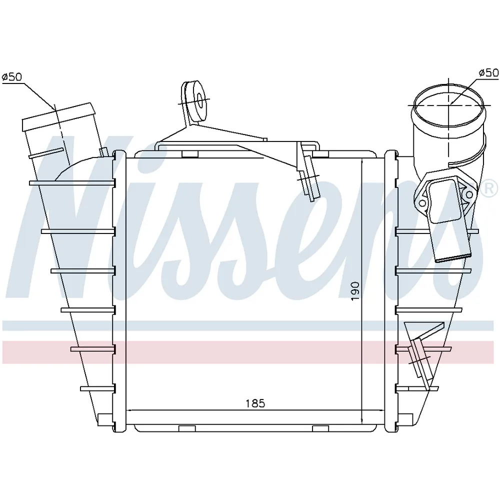 Интеркулер VW FOX 05-, POLO 01-, SEAT CORDOBA 02-05, IBIZA IV 02-05, SKODA FABIA 00-, ROOMSTER 06-10 NISSENS 96770