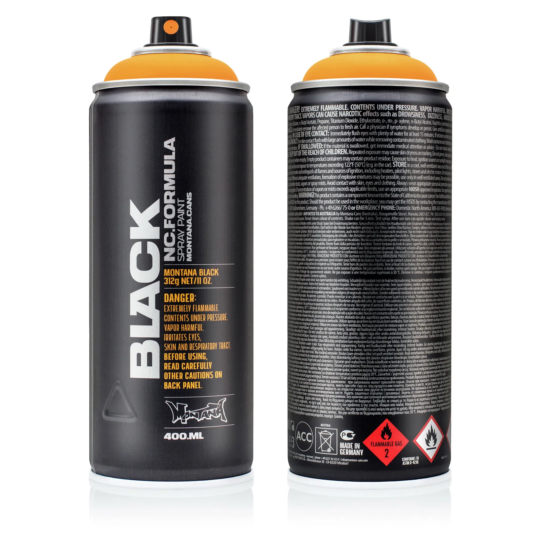 MONTANA Краска BLACK светло-оранжевая 0,4л MONTANA CANS 2060 BLK