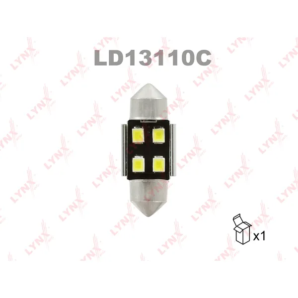 Лампа светодиодная 12V C10W 10W SV8,5 7000K LYNXauto CANBUS 1 шт. картон T11X31mm LD13110C