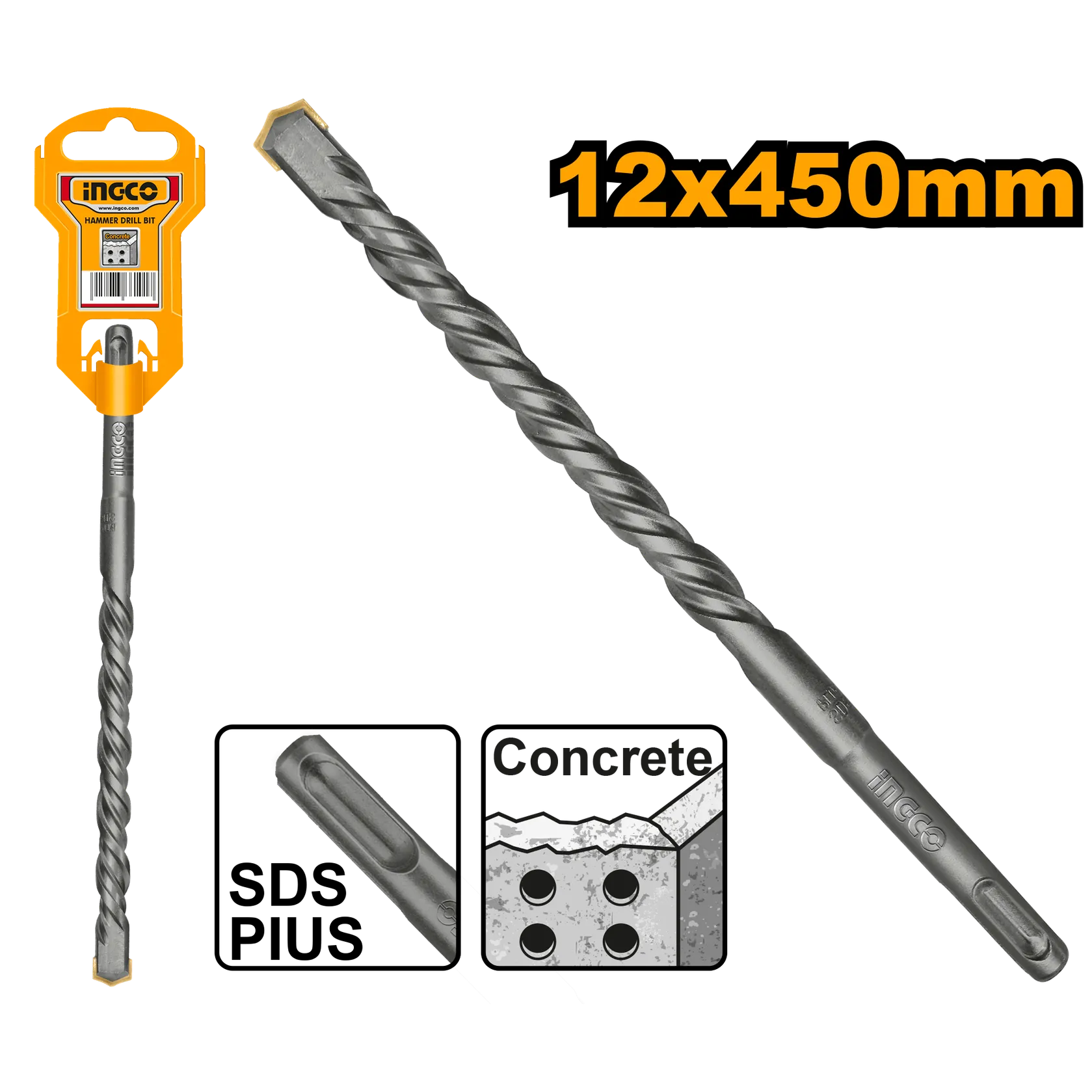 Сверло по бетону 12 мм L 450 SDS-plus INGCO DBH1211205