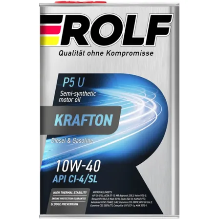 Масло моторное ROLF KRAFTON P5 U 10W-40 полусинтетическое 4 л 322581