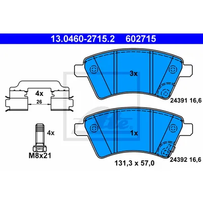 Колодки передние SUZUKI SX4 ATE 13.0460-2715.2