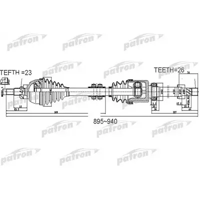 Полуось передний мост справа 23x895x49x26 NISSAN: NOTE 1.5 PATRON PDS0525