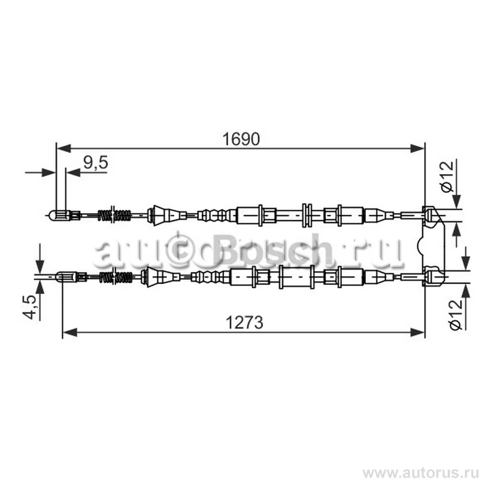 Трос ручного тормоза OPEL ASTRA F 1690 мм