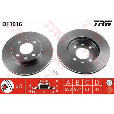 Диск тормозной передний TRW DF1016