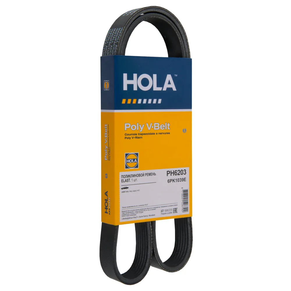 Ремень поликлиновый ELAST 6PK1039E LADA Vesta/Xray/Largus (+AC) HOLA PH6203