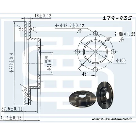 Диск тормозной передний NISSAN ALMERA I (N15)/ SUNNY IV -- 03.2000 232X18 STARKE 179-935