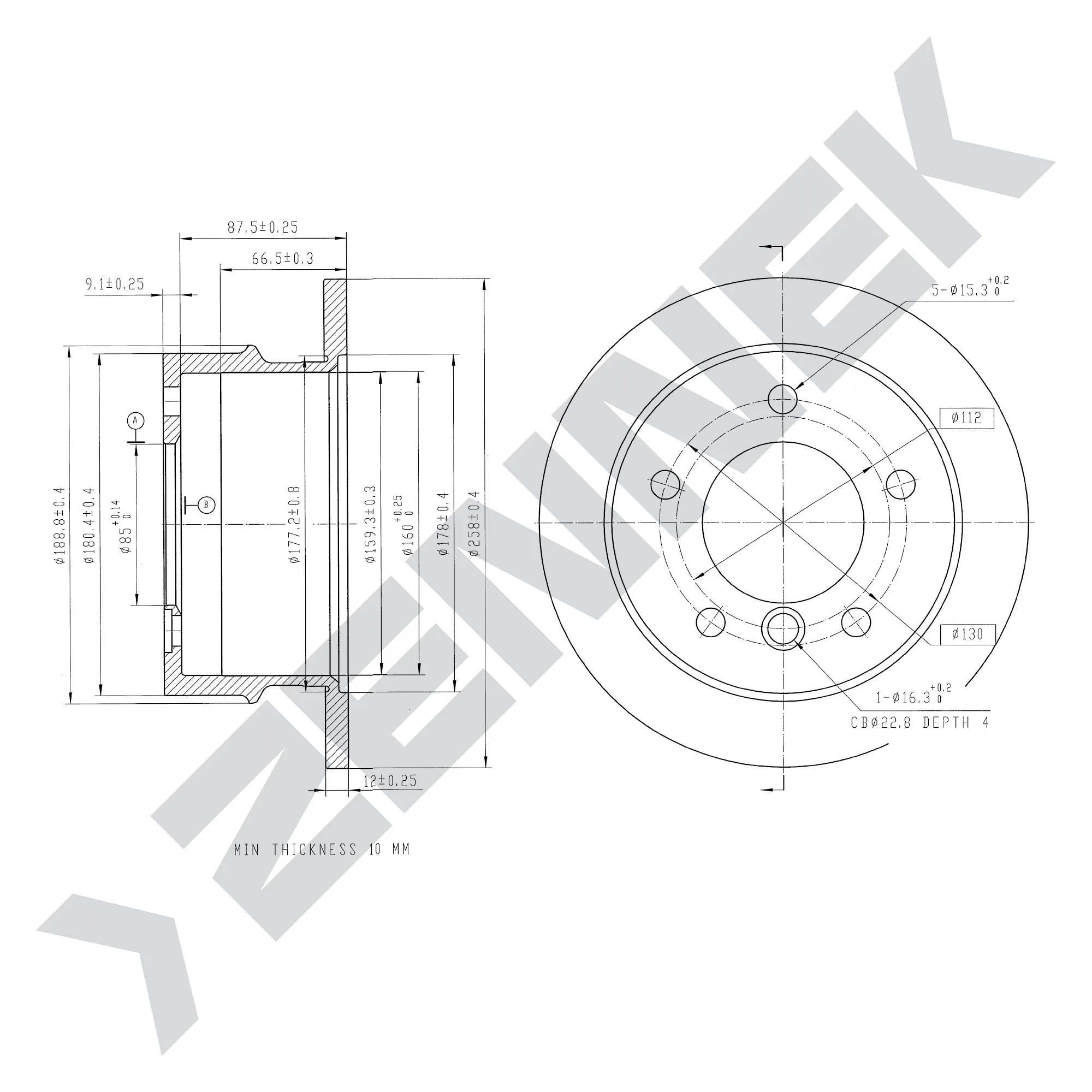 Диск тормозной задний MERCEDES W463 89-, SPRINTER 95-12 (2 шт) ZENNEK DBD0083