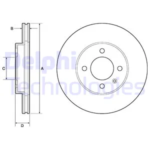 Диск тормозной передний VW G2/G3/B3/B4 CORRADO CADDY 96-> вент DELPHI BG2455