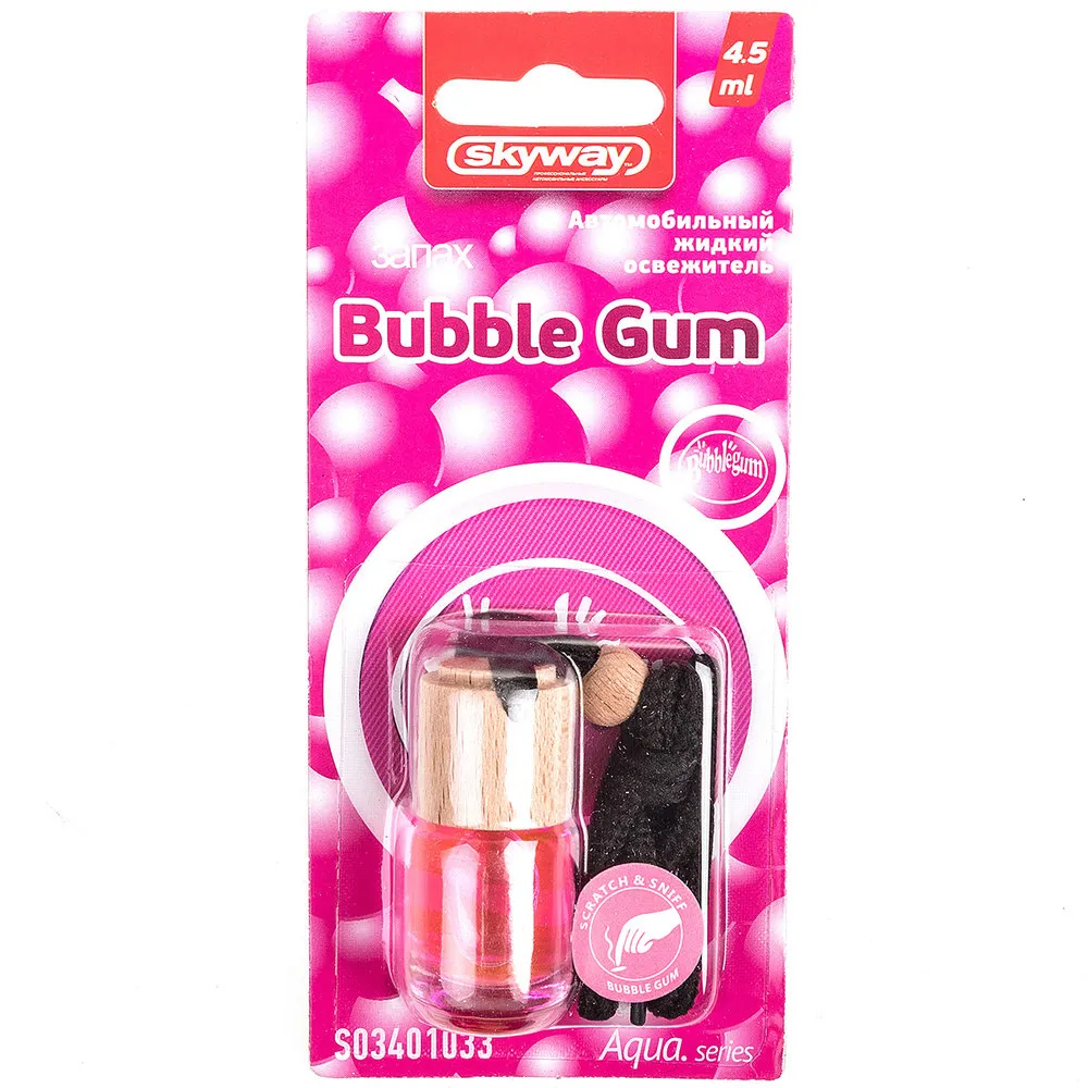 Ароматизатор подвесной (Bubble Gum) (6 мл) SKYWAY Aqua.series (бутылочка с деревяной крышкой) SKYWAY S03401033