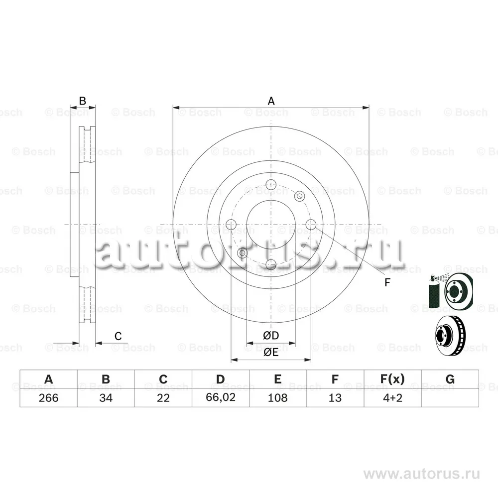 Диск тормозной передний BOSCH 0 986 478 618