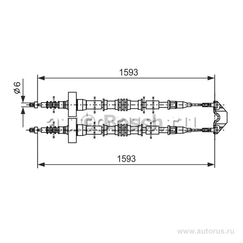 Трос ручного тормоза OPEL ASTRA G -05 1593/1593 мм