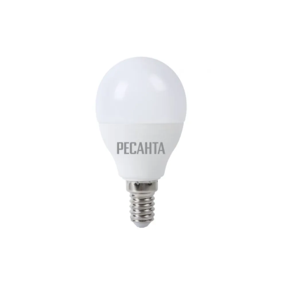 Лампа светодиодная 230V бытовая 7W E14 3000K Ресанта LL-R-G45 1 шт. картон 76/1/6