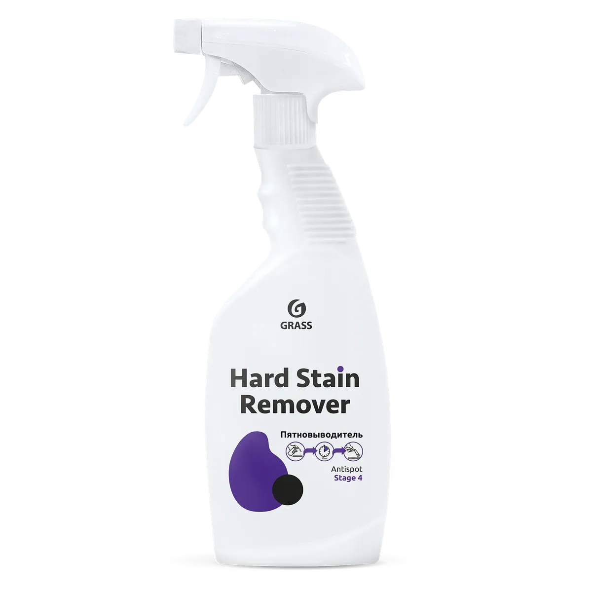Пятновыводитель на растворителе Hard Stain Remover триггер Спрей 0,6 л Grass 125616 GRASS 125616