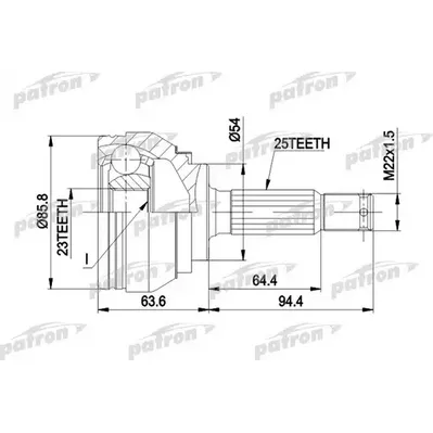 ШРУС наружн к-кт 25x54x23 MITSUBISHI: GALANT V 92 - 96, PATRON PCV1404