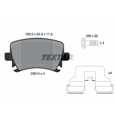 Колодки задние Epad AD A3 A6 VW G4 G5 B5 B6 Tiguan TEXTAR 2391481