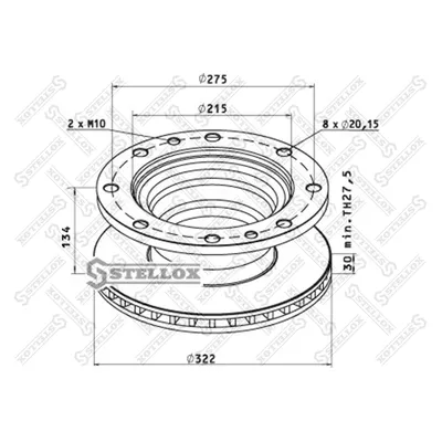 Диск тормозной 322/X30/134 8NX20.15+2NXM 322/X30/134 STELLOX 8500795_SX