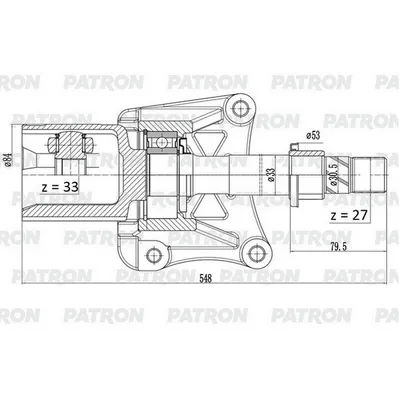 ШРУС внутр. прав. 27x30,5x548x33 CHERY Tiggo 7 Pro / OM PATRON PCV2321