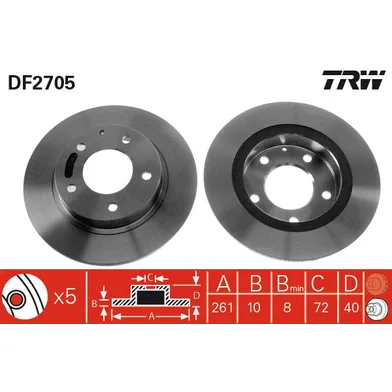 Диск тормозной задний MAZDA 626 TRW DF2705