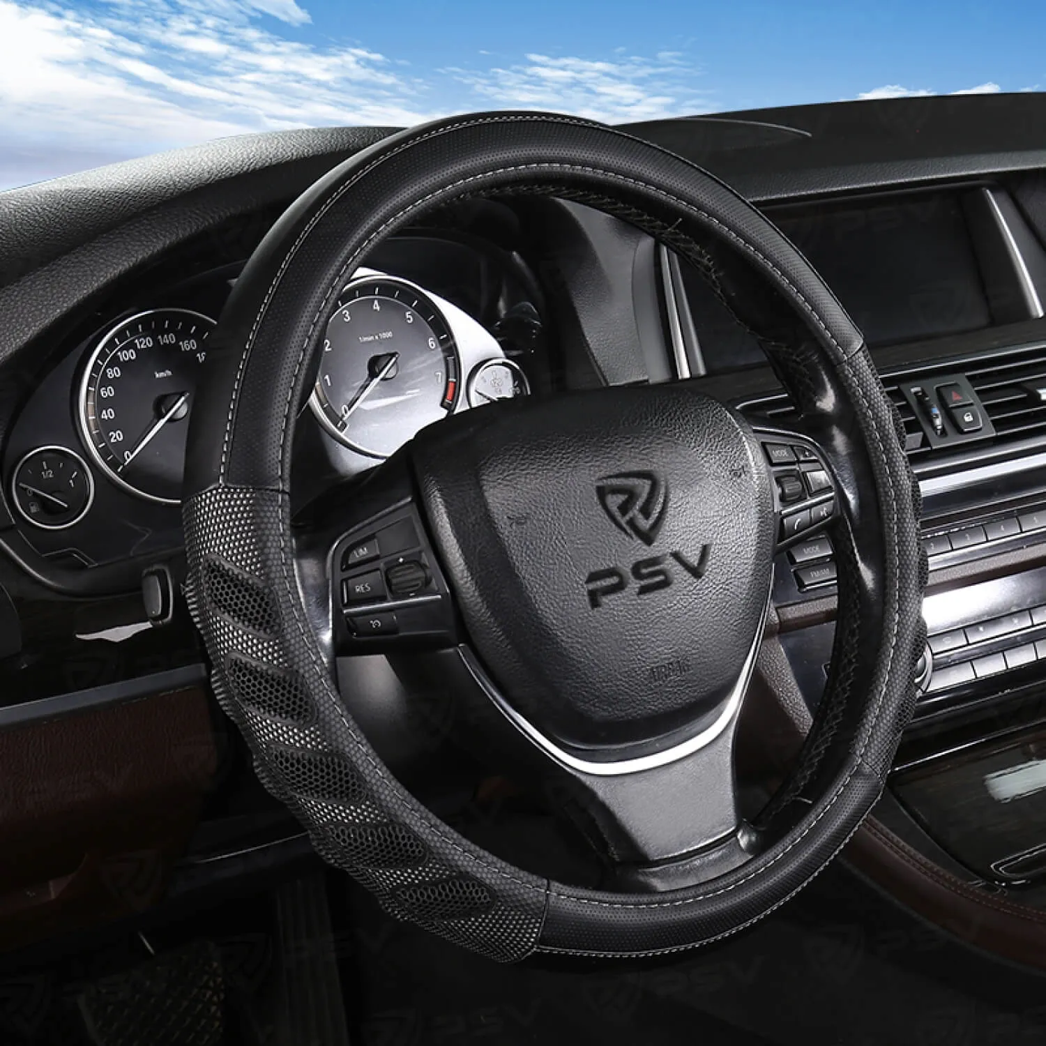 Чехол на руль оплетка PSV PROTECT черно-серый, размер M 37-39 см 130687