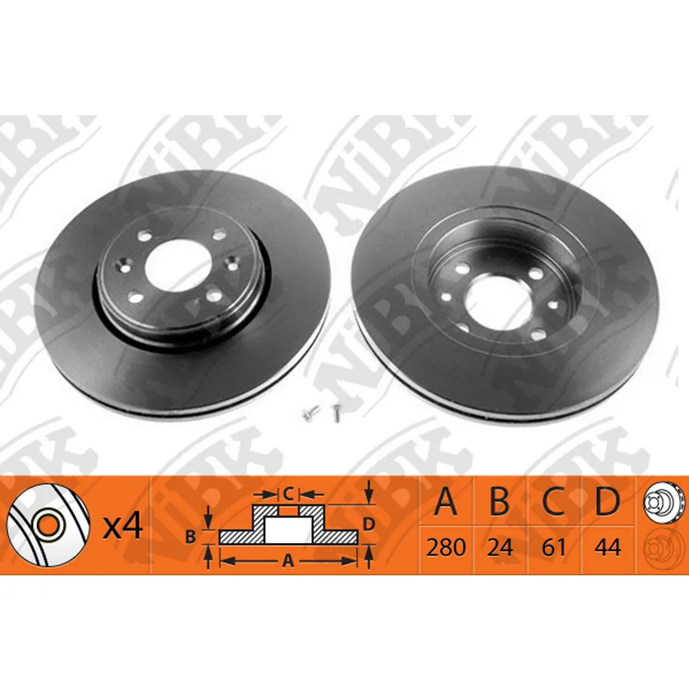 Диск тормозной передний RENAULT MEGANE II/SCENIC II /VENT.D=280MM NIBK RN1126