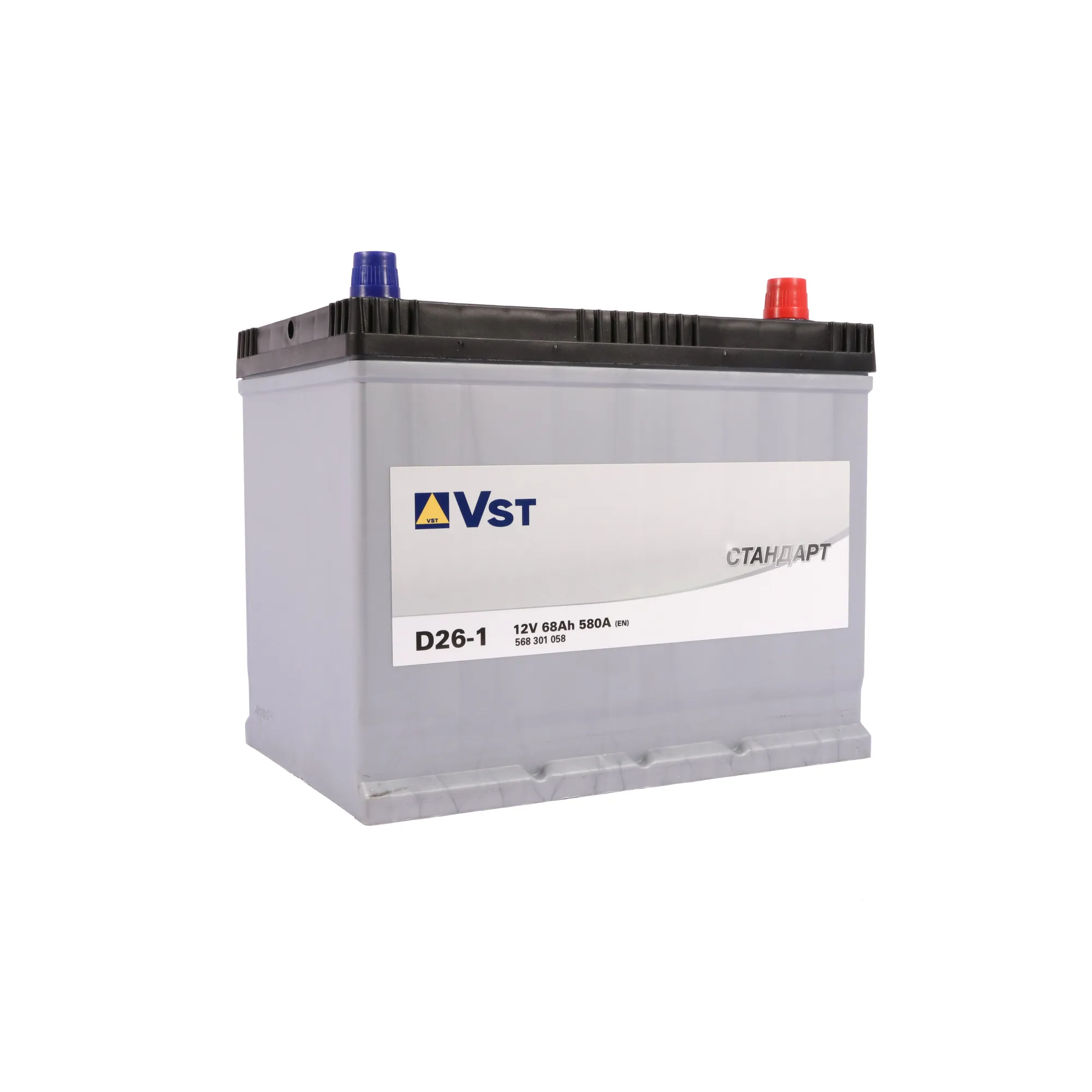 Аккумулятор VST ASIA 68 А/ч обратный R+ 258x174,5x223 D26 EN 580 А