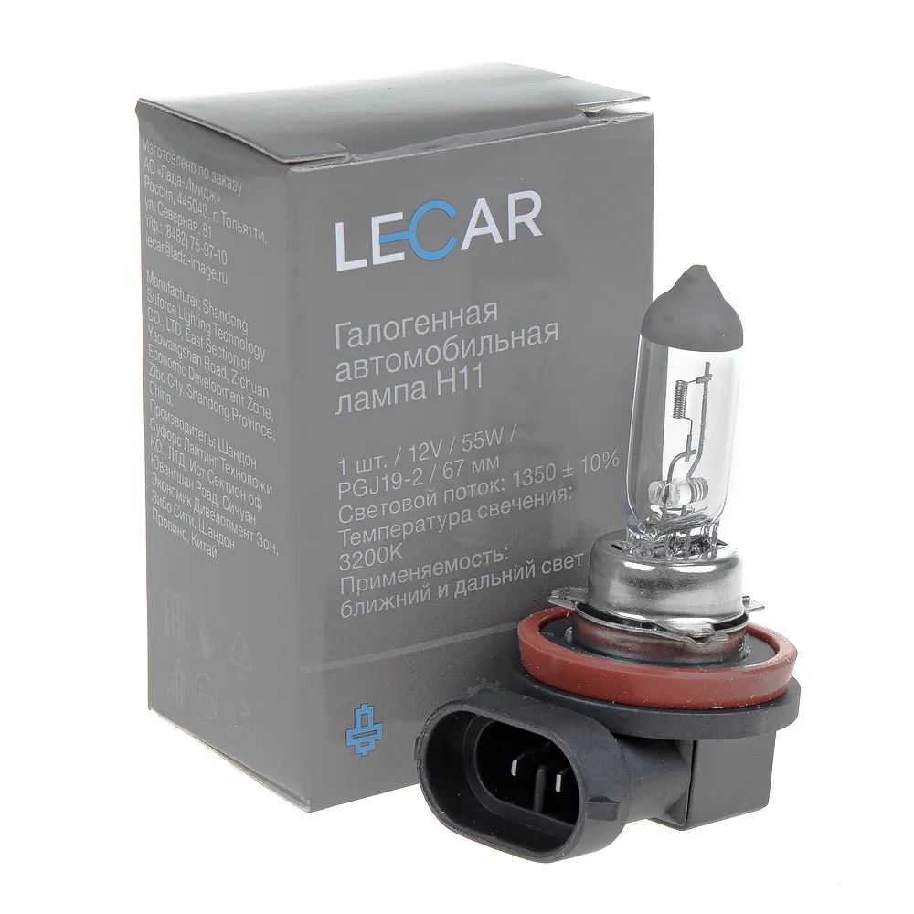 Лампа 12V H11 55W PGJ19-2 LECAR Standard 1 шт. картон LECAR000021301