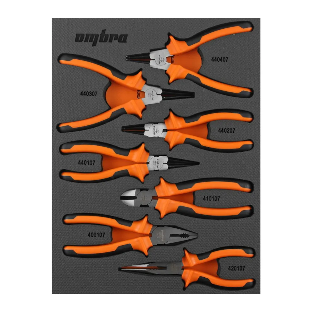 Набор шарнирно-губцевого инструмента в EVA ложементе 280х375 мм, 7 предметов OMBRA OMT7STE