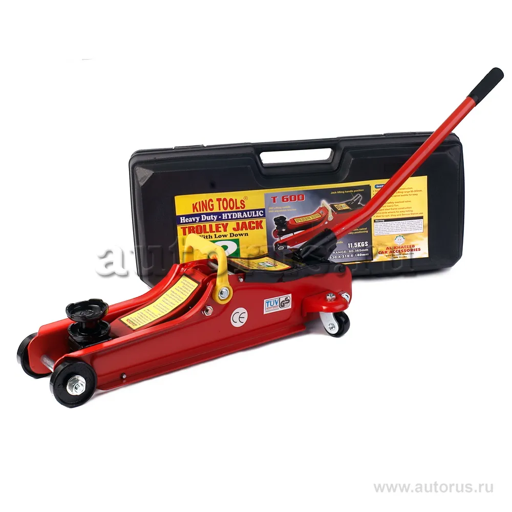 Домкрат гидравлический подкатной 2т 80-365 мм кейс