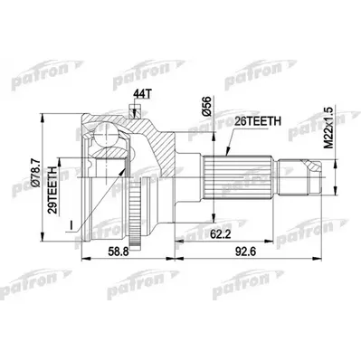 ШРУС Замена PCV1472, наружн к-кт, без ABS MAZDA: 323 99 PATRON PCV3029