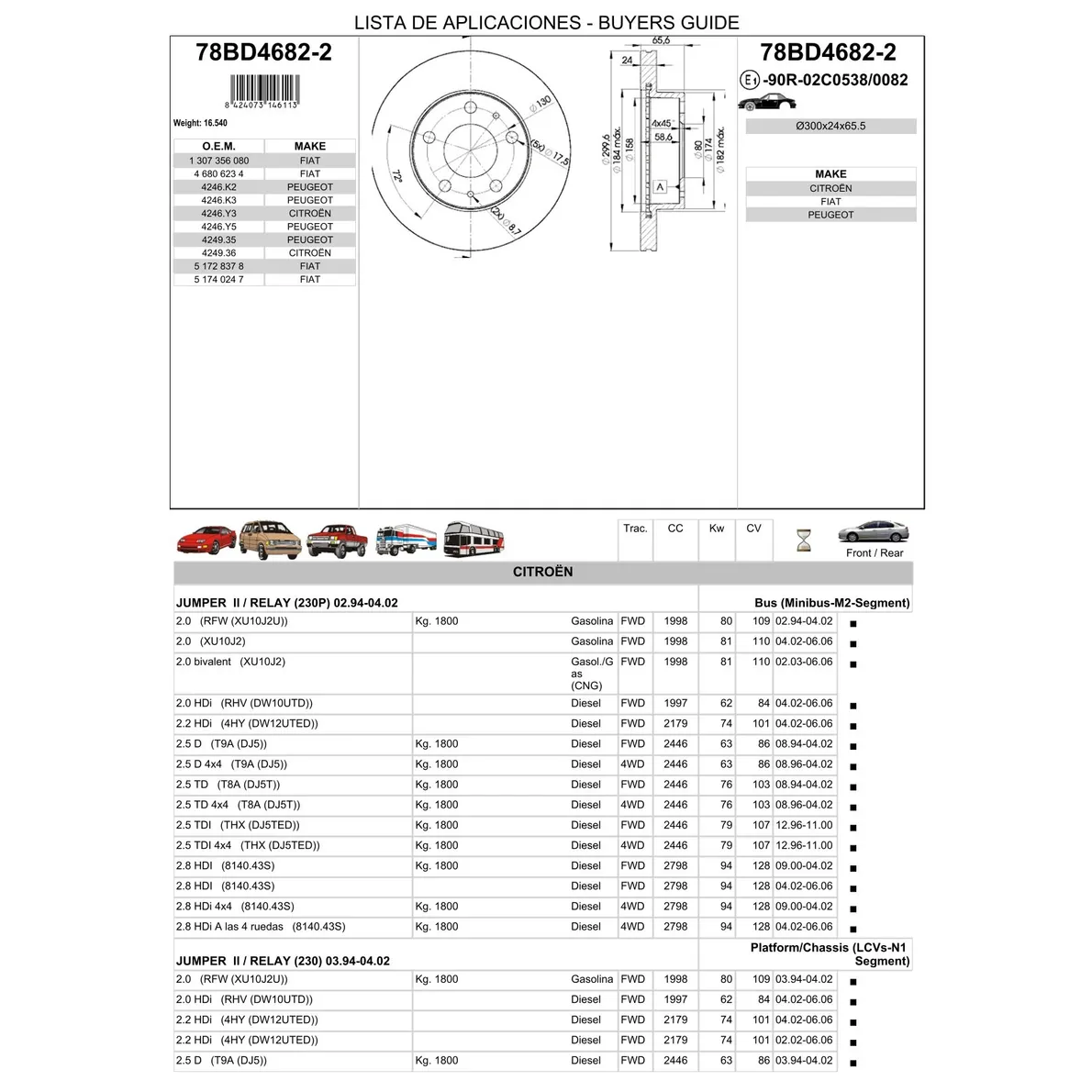 Диск тормозной передний FIAT DUCATO ICER 78BD4682-2