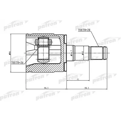 ШРУС внутренний левый 28x34.7x26 MITSUBISHI PAJERO II V PATRON PCV1402