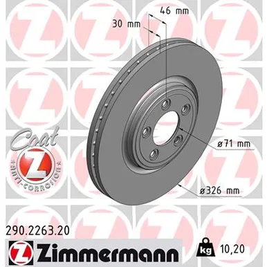 Диск тормозной передний мост JAGUAR STYPE XFXJXK ZIMMERMANN 290226320