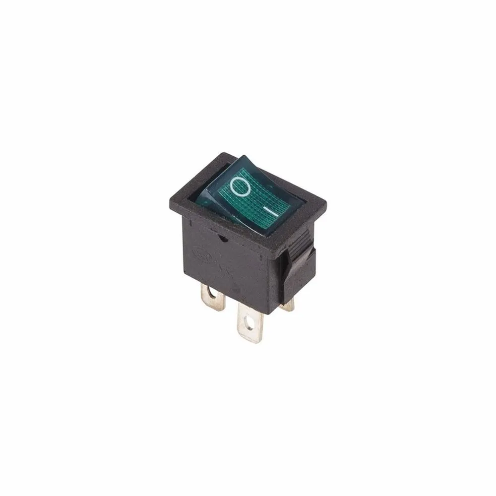 Выключатель клавишный 250V 6А (4с) ON-OFF зеленый с подсветкой Mini (RWB-207, SC-768) REXANT 36-2193