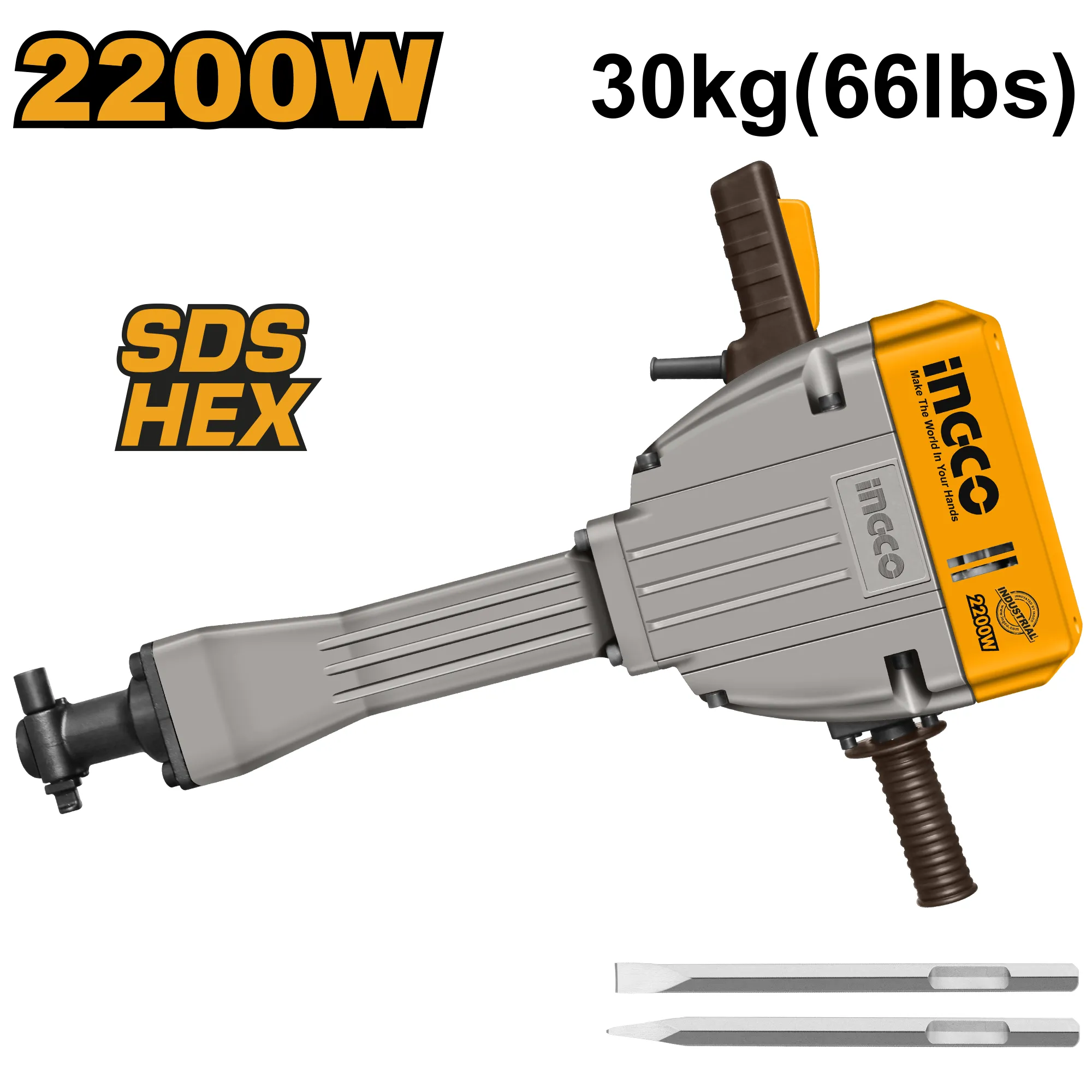 Отбойный молоток 2,2 кВт 75 Дж INDUSTRIAL INGCO PDB22001