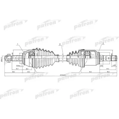 Полуось лев FIAT: Doblo 1.3/1.9JTD 01> PATRON PDS0635