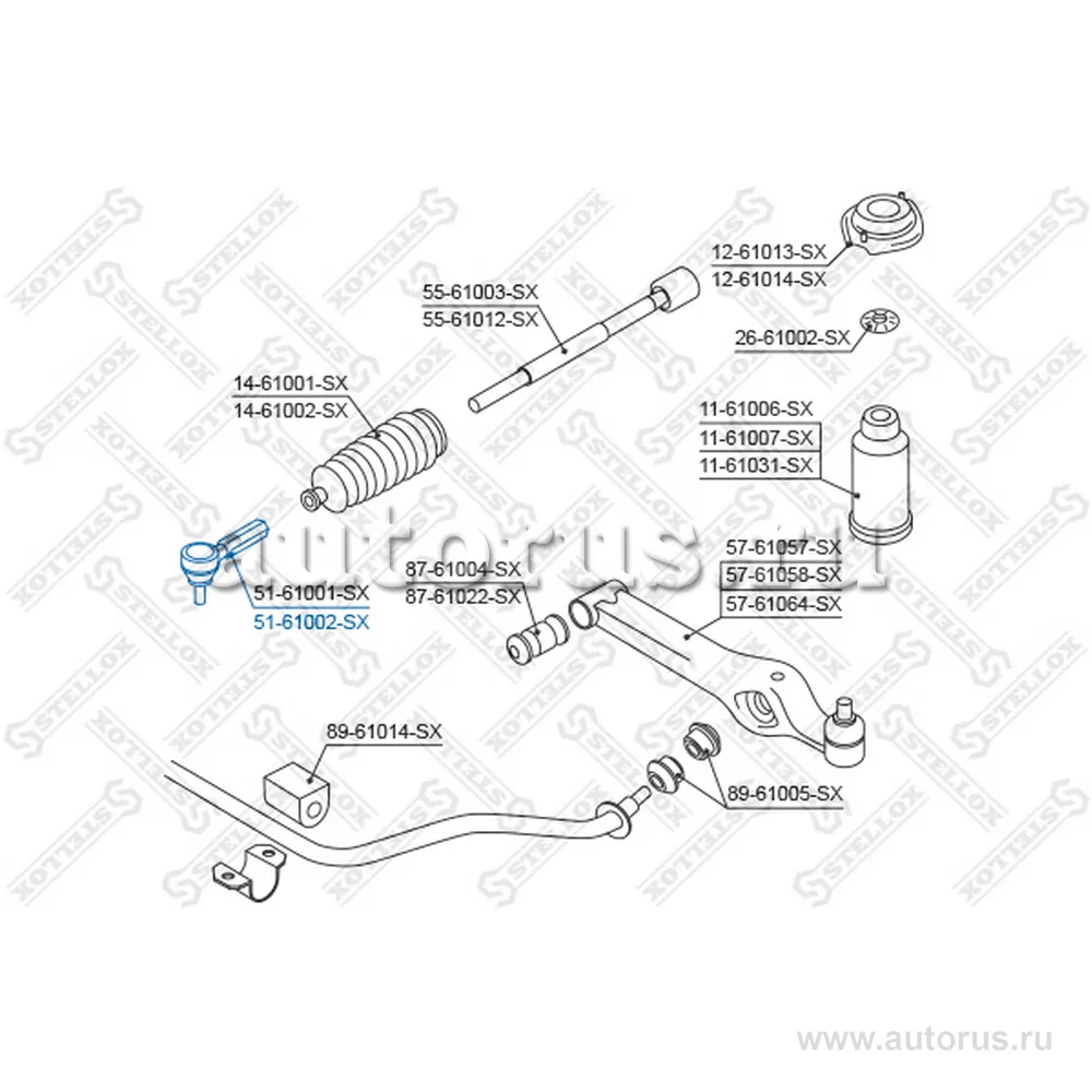 Наконечник рулевой Suzuki Wagon R RB310 STELLOX 5161002_SX