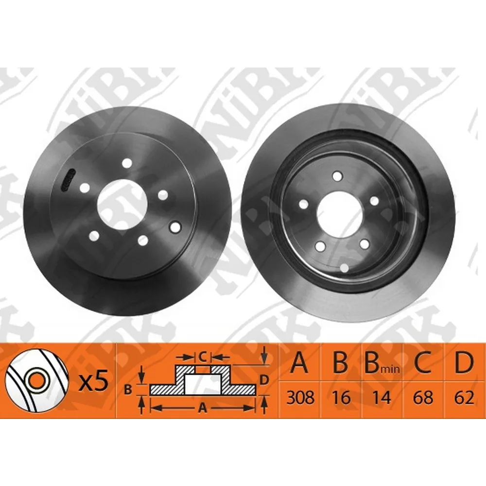 Диск тормозной задний INFINITI EX/M35/M45/G37/NISSAN 350Z /D=308MM NIBK RN22001
