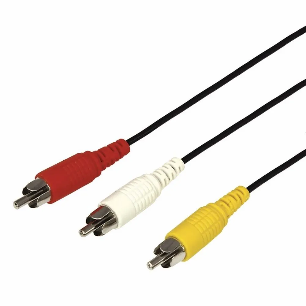 Шнур 3 RCA - 3 RCA, 3 м, черный (10 шт./уп.) REXANT 17-0204