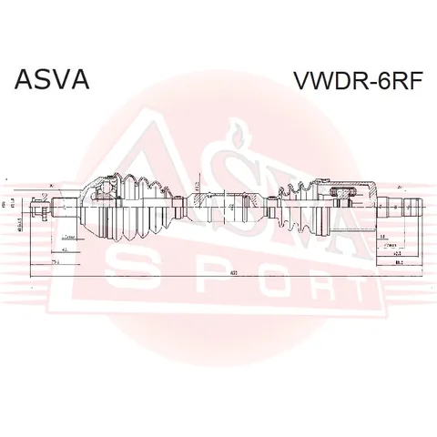 Приводной вал ASVA VWDR6RF