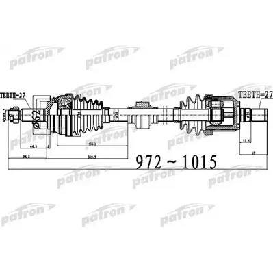 Полуось передний мост справа 27x972x62x27 HYUNDAI SONATA [ PATRON PDS0508