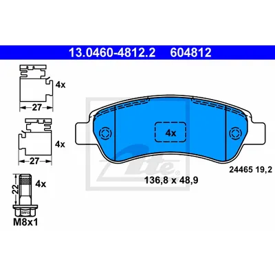 Колодки дисковые з CITROEN Peugeot Fiat ATE 13046048122
