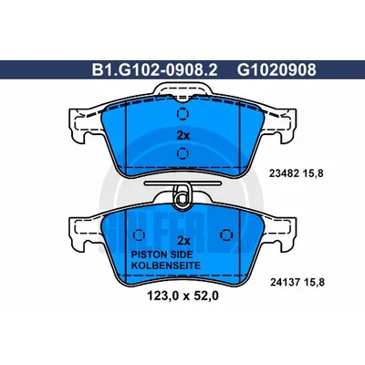 Колодки тормозные дисковые GALFER B1G10209082