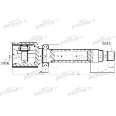 ШРУС внутренний правый 31x36.2x26 FORD MONDEO CA2 07- PATRON PCV1325