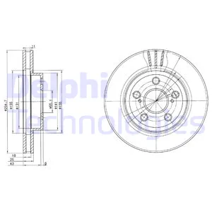 Диск тормозной передний TOYOTA CARINA E->12.1995/PRIUS 09-> /D=255X25MM DELPHI BG2880
