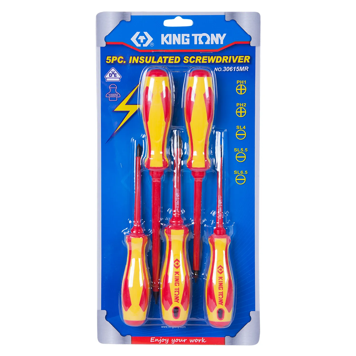 Набор отверток в коробке диэлектрические предметов KING TONY 30615MR