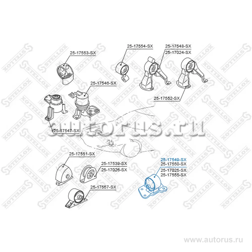 Подушка двигателя левая Mitsubishi Lancer CS 2000-2009 STELLOX 25-17549-SX